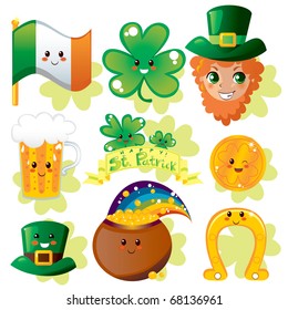 Collection set of miscellaneous St Patrick's day holiday elements