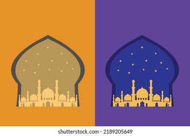 Kollektion Set Moschee Silhouette Element Dekoration Eid Al-Fitr