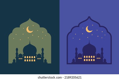 collection set mosque silhouette illustration vector design