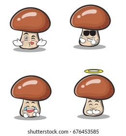 Collection set of mushroom character cartoon