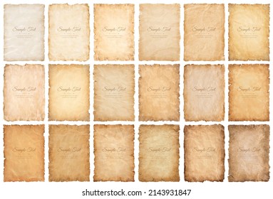collection set old parchment paper sheet vintage aged or texture isolated on white background. - Shutterstock ID 2143931847