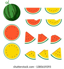 The collection set of part a watermelon pack in cute flat vector style. Graphic resource about watermelon for graphic,content , banner, sticker.
