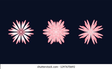 Collection set pattern background and flower vector. Geometric cover design , poster, card, template. Dark background.