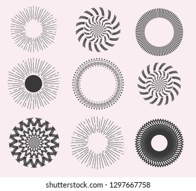 Collection set pattern background and ornament vector. Black geometric cover design , poster, card, template. White background.