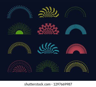 Collection set pattern background and ornament vector. Geometric cover design , poster, card, template. Dark background.