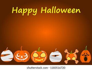 collection set of pumpkin head Halloween day symbol.