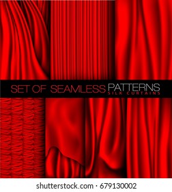 collection set of red curtains with shadows and glare