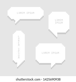 collection set of retro game 8 bit pixel sweet cute black and white color speech bubble balloon think,speak,talk,template,art,flat,design, text box banner frame  sign, vector illustration
