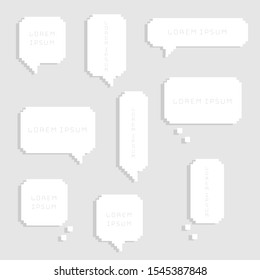 conjunto de colecciones juego retro 8 bits píxel dulce color blanco chispa globo de texto cuadro de banner marco pensar, hablar, hablar, plantilla, arte, diseño plano ilustración vectorial