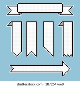 conjunto de colecciones de juego retro Banner de cinta de píxeles de línea de 8 bits, ilustración vectorial de diseño plano