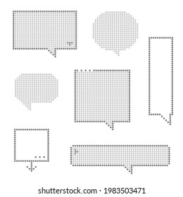 collection set of retro game 8 bit line pixel speech bubble balloon black and white color, flat design vector illustration