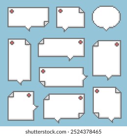 collection set of retro game 8bit pixel speech bubble balloon, flat design vector illustration