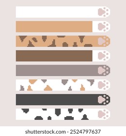 collection set of retro game 8bit pixel art cat paw text box banner, flat design vector illustration