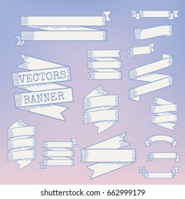 Collection Set of Ribbon Banner Label Vector