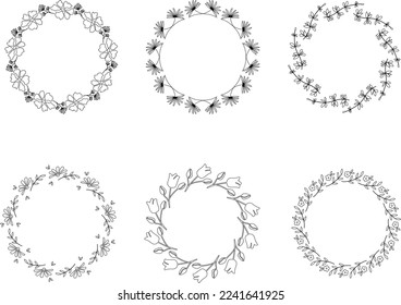 Collection set of round frames for wedding
