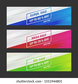 Collection set of sale design template banner. Super sale, mega sale, big sale banner. Vector illustration. 