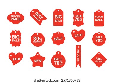 collection set sale percent tag label red sticker advertising 