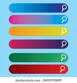 Collection Set of Search Bar Vector Icon. Search Bar Button Flat Illustration