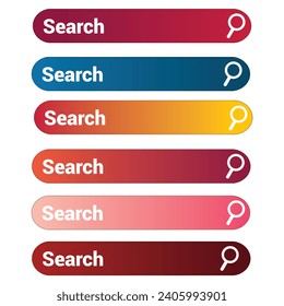 Collection Set of Search Bar Vector Icon. Search Bar Button Flat Illustration