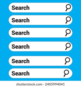 Collection Set of Search Bar Vector Icon. Search Bar Button Flat Illustration