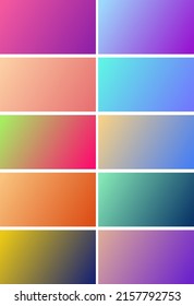 Collection set of smooth colorful gradient backgrounds for vector illustration graphic design. Vibrant colors and vivid gradients.