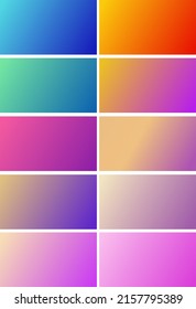 Collection set of smooth colorful gradient backgrounds for vector illustration graphic design. Vibrant colors and vivid gradients.