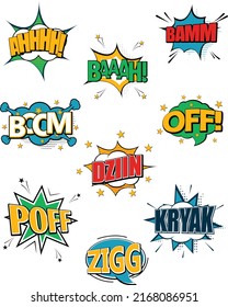 Collection set of sounds in comics style. Vector illustration