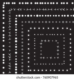Collection set of sparkling light flares and shining stars effects vector on a black background