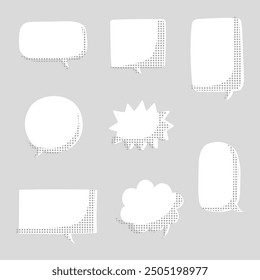 collection set of speech bubble balloon, think speak talk text box banner, flat design vector illustration