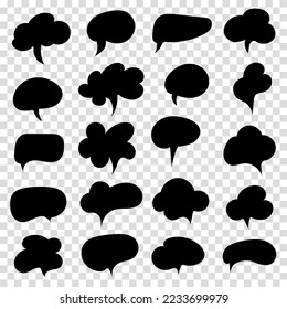 Collection set of speech bubbles on a transparent background. The concept of communication of people in the field of business and everyday affairs. Vector illustration.