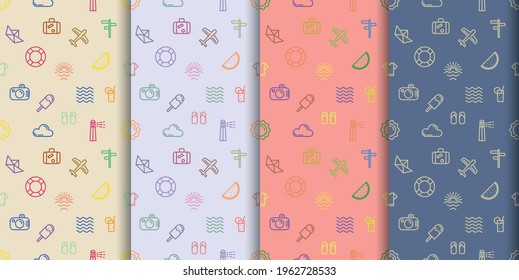 conjunto de colecciones de vacaciones de verano sin problemas. Plantilla abstracta vectora para diseño de tarjetas de felicitación o invitación