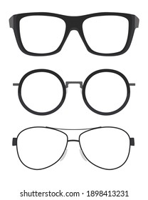Collection Set of sun glasses icons isolated on white background. Vector Illustration
