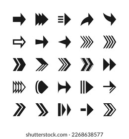 Collection set. Symbol arrow icon set black color on white background. vector illustration.