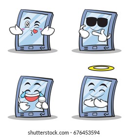 Collection set tablet character cartoon style