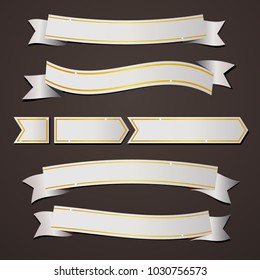 Collection set of variation silver elegant ribbons banners.