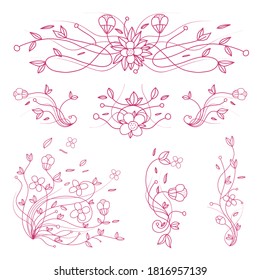 Collection or set of vector decorative elements for design