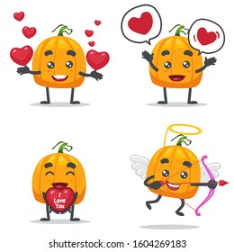 collection set vector illustration of cute pumpkin