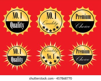Collection set of vector premium golden sticker labels.