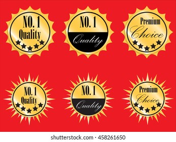 Collection set of vector premium golden sticker labels.