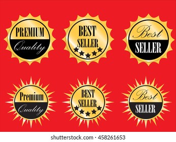 Collection set of vector premium golden sticker labels.