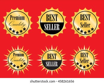 Collection set of vector premium golden sticker labels.