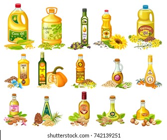 Collection Set Vegetable Oils Labels Isolated Stock Vector (Royalty ...