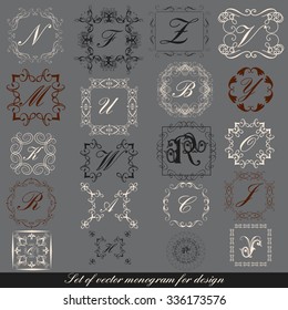 Collection or set of vintage style monogram for design