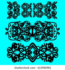 Collection or set of vintage styled calligraphic flourishes. look like brooch and lace Vector