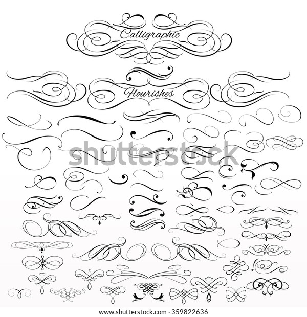 Collection or set of vintage styled\
calligraphic \
flourishes