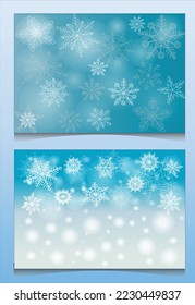 Collection, set of winter ,charismas background concept design of white snowflake and snowball. for charismas and new year design vector art. blue white backdrop