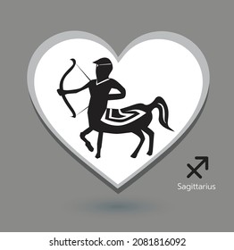 Collection set of zodiac signs sagittarius icons, gray background.