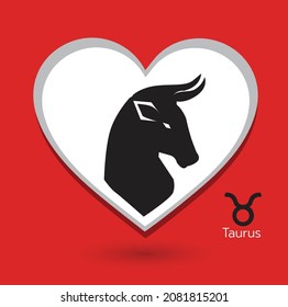 Collection set of zodiac signs taurus icons, Red background.