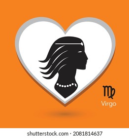 Collection set of zodiac signs virgo icons, orange background.