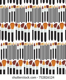 Collection of sets of cosmetic and artistic brushes for makeup. Beauty. glamour, fashion, women's day, spa beauty salon, makeup, artist.